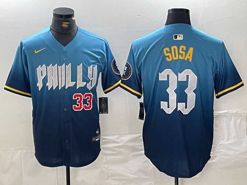 Mens Philadelphia Phillies #33 Edmundo Sosa Blue 2024 City Connect Limited Stitched Jerseys->philadelphia phillies->MLB Jersey